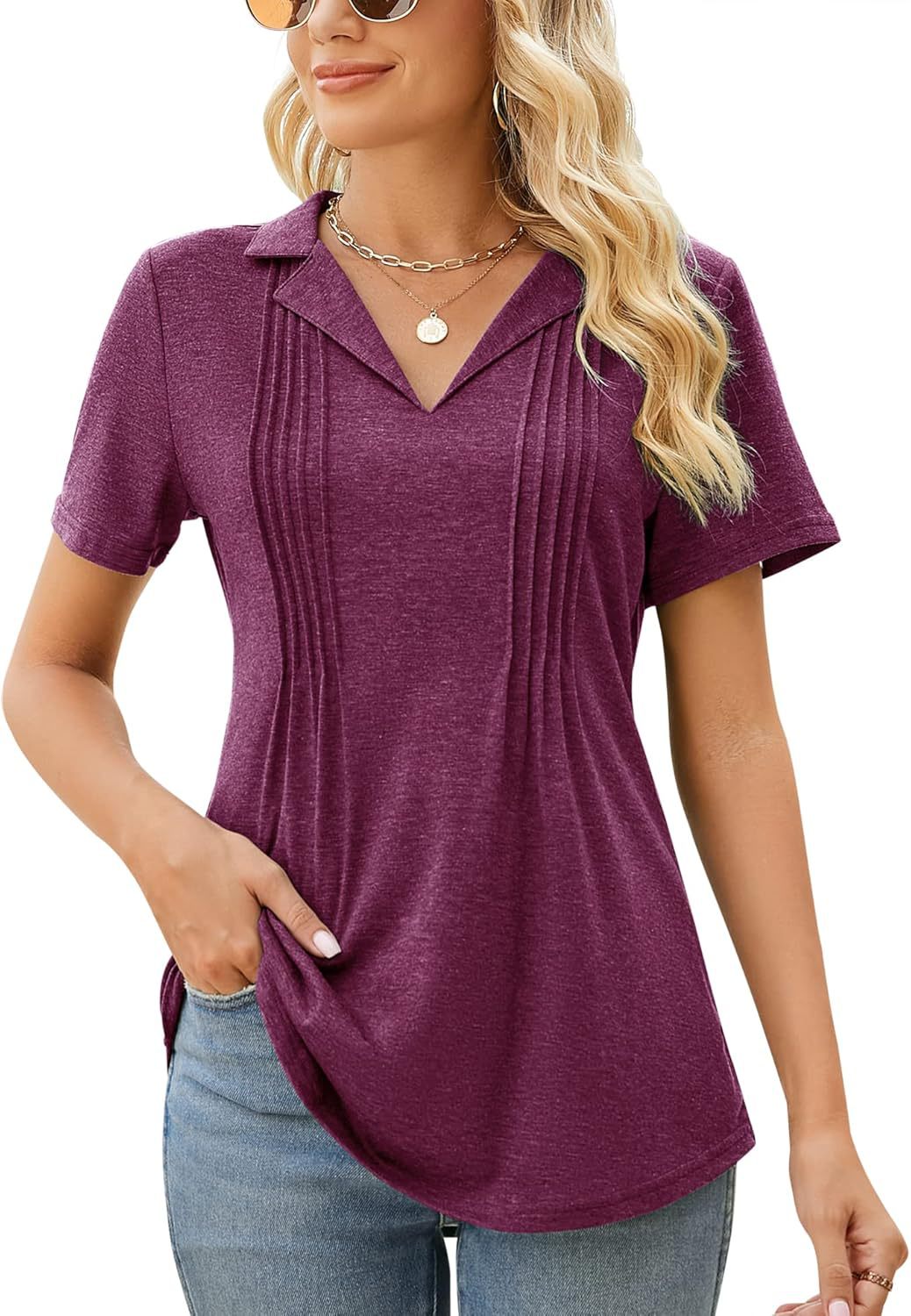 Women Pleated Detail Casual Tunic Ivyshape
