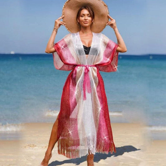 Women's Elegant Beach Kimono with Modern Fringes Ivyshape