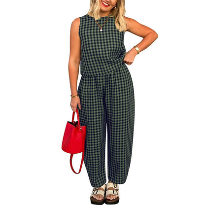 Women's jumpsuit with check pattern and relaxed fit Ivyshape