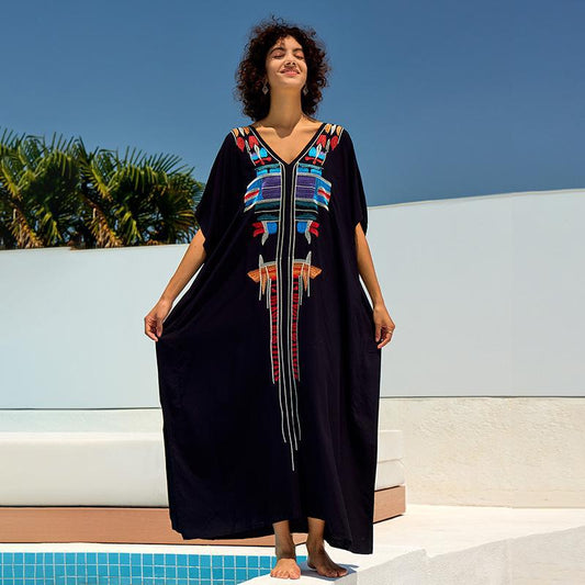 Women's Kaftan with elaborate colorful embroidery Ivyshape