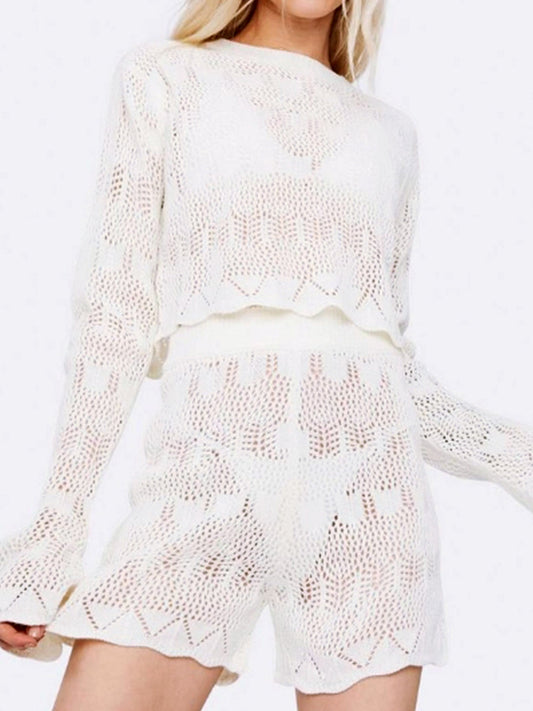 Women's airy knit set with modern lace pattern Ivyshape
