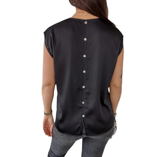 Women Satin V-Neck Relaxed Top Ivyshape
