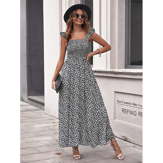Women’s maxi dress with floral ruffle details and casual cut Ivyshape