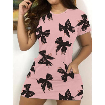 Women's casual dress with elegant bow pattern Ivyshape