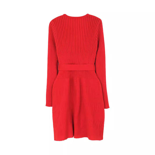 Women fitted wrap dress with stylish V-neckline and belt Ivyshape