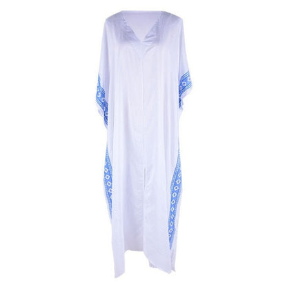 Women's beach robe in Boho style with side slits and colorful accents Ivyshape