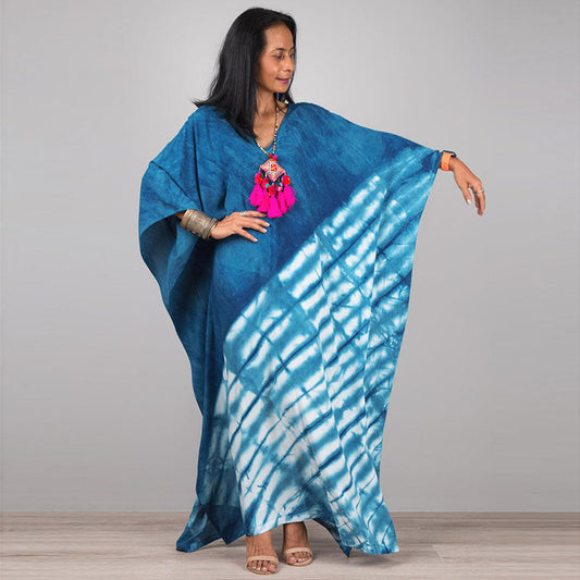 Women's Kaftan with Artistic Tie-Dye Design Ivyshape