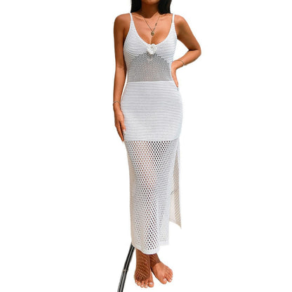 Women’s knitted dress with sophisticated lace pattern Ivyshape