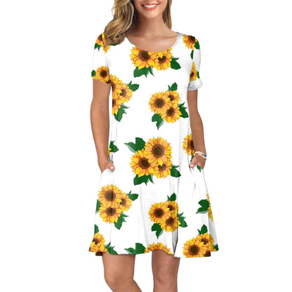 Ladies summer dress with floral pattern Ivyshape