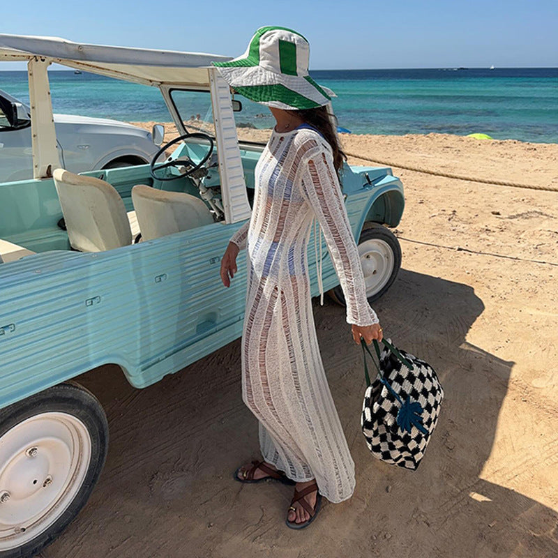 Ladies Transparent Beach Robe with Stylish Back Cutout Ivyshape