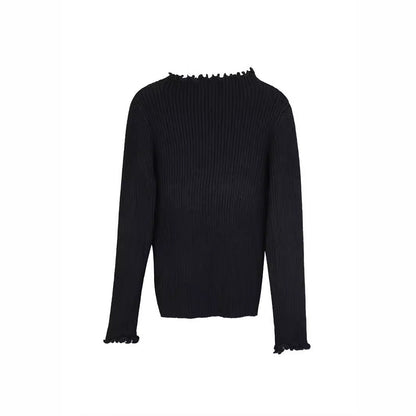 Ladies elegant, long-sleeved sweater with ribbed texture and playful collar Ivyshape
