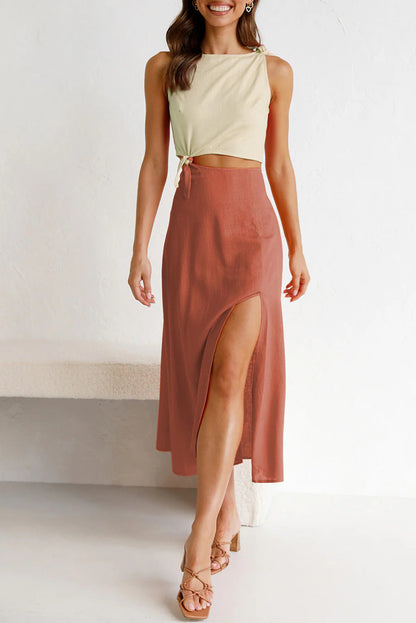 Women Chic Two-Piece Crop Top and Maxi Skirt Set Ivyshape