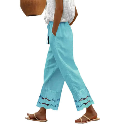 Ladies Light Embroidered Loose Pants Ivyshape
