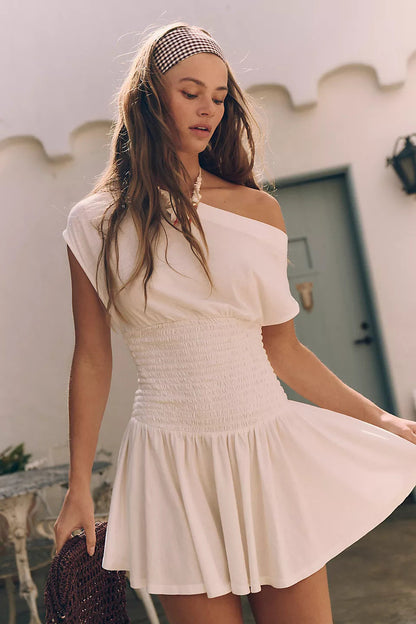 Women's Off-Shoulder Smocked Mini Dress Ivyshape