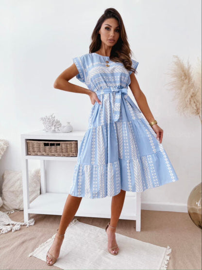 Ladies Midi Dress with unique graphic pattern and tailored design Ivyshape