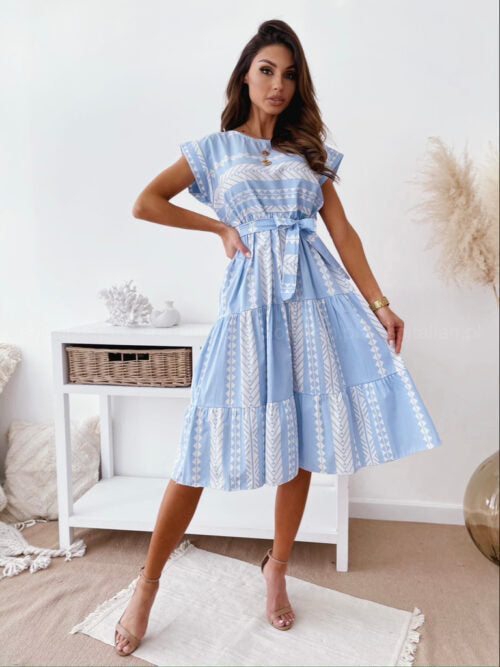 Ladies Midi Dress with unique graphic pattern and tailored design Ivyshape