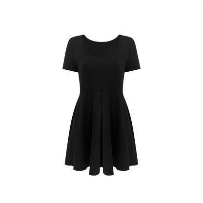 Ladies Round Neck Dress with Swinging Skirt Ivyshape