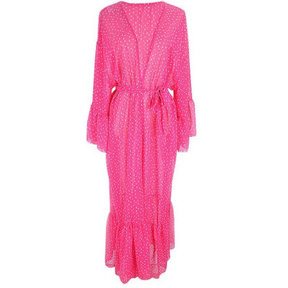 Women's elegant beach cover-up with flowing ruffle design Ivyshape