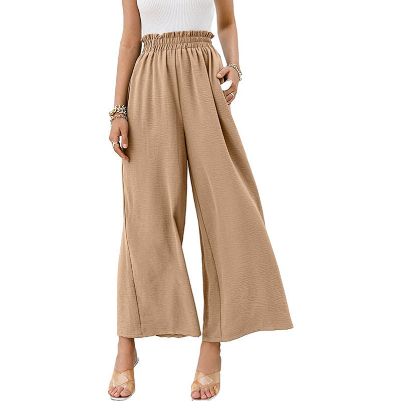 Women's Wide-Leg Culotte with Elastic Waistband Ivyshape