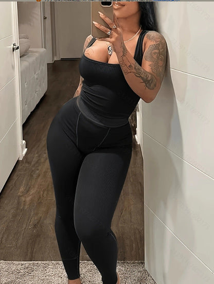 Women Ribbed Knit Activewear Set Ivyshape