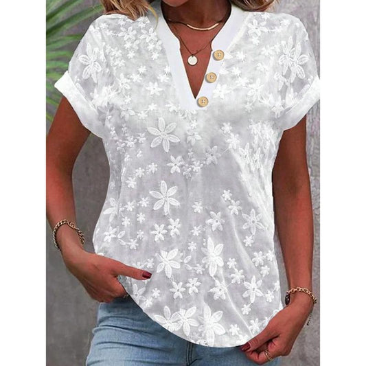 Ladies blouse with floral embroidery design Ivyshape