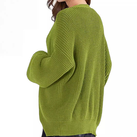 Ladies' fashionable knit cardigan with airy sleeves and button detail Ivyshape