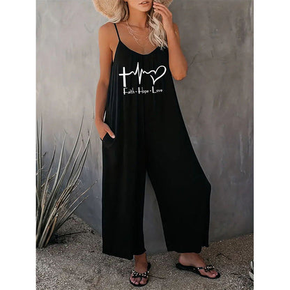 Ladies casual jumpsuit with deep V-neck and practical pockets Ivyshape