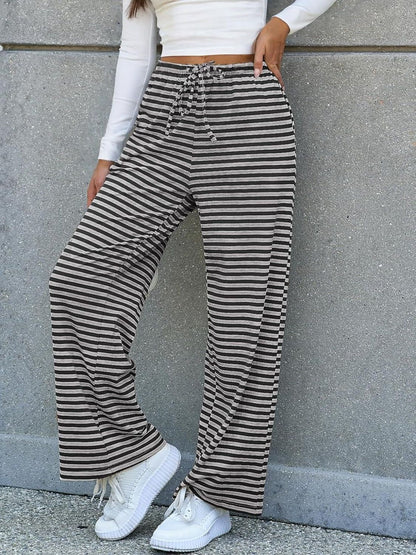 Women's High-Waisted Striped Lounge Pants Ivyshape
