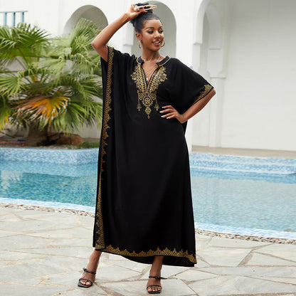 Women's elegant kaftan dress with intricate embellishments and side slit Ivyshape