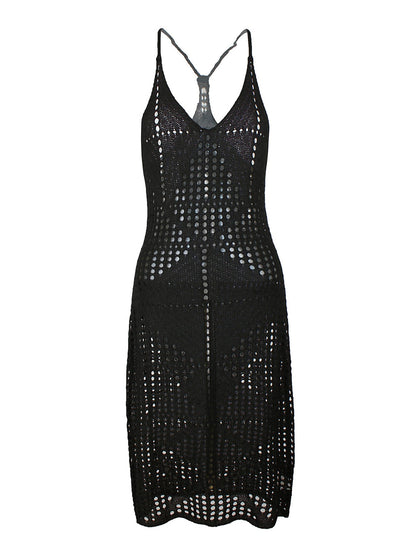 Ladies Crochet Beach Dress with Intricate Hole Pattern Ivyshape