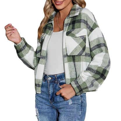 Women's Check Flannel Jacket Ivyshape