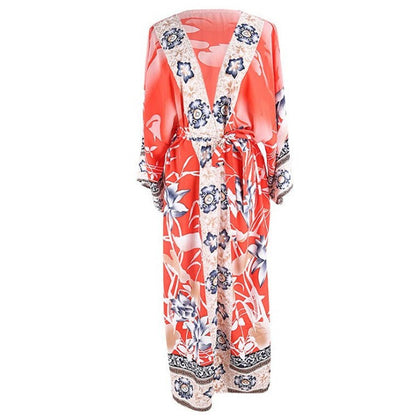 Women's Boho Style Beach Tunic with Floral Pattern and Elegant Cut Ivyshape