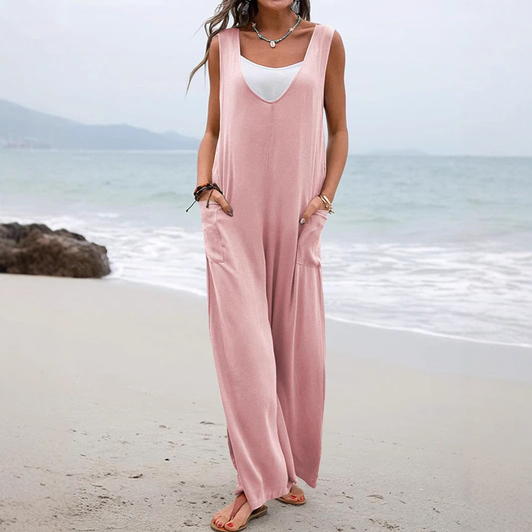 Women Relaxed Fit Wide Leg Jumpsuit Ivyshape