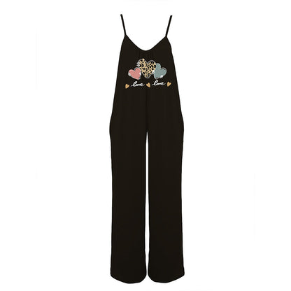 Women's jumpsuit with modern heart design and wide cut Ivyshape
