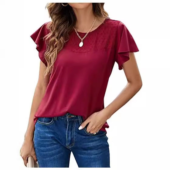 Women's Ruffled Sleeve Decorative Top Ivyshape