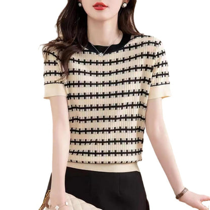 Ladies Pleated Structure Knit Top Ivyshape