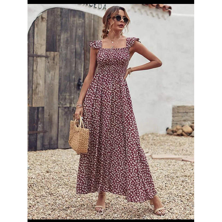 Women’s maxi dress with floral ruffle details and casual cut Ivyshape