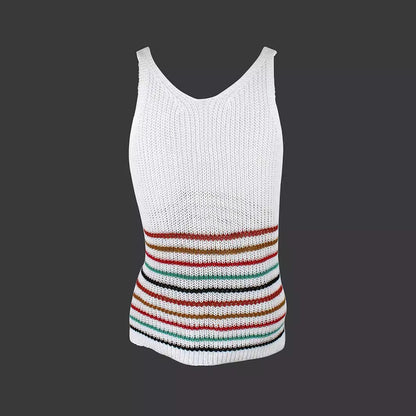Women’s casual knitted top with colorful striped pattern Ivyshape