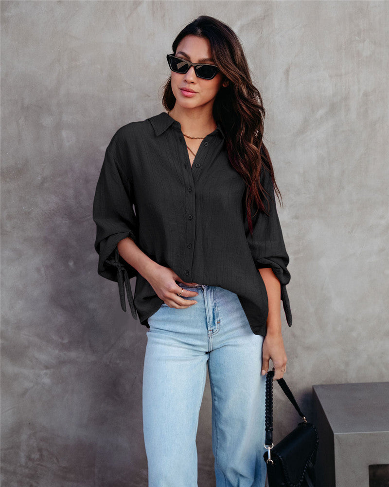 Women casual blouse with buttons and wide sleeves Ivyshape