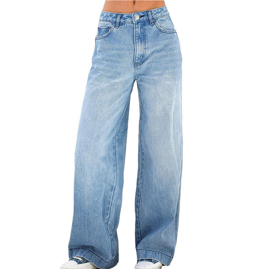 Women High Waist Wide Leg Denim Pants Ivyshape