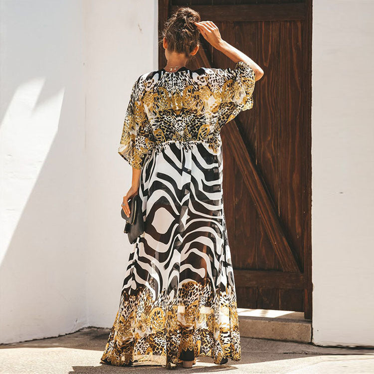 Women Airy Kaftan Cover-up with Animal Design Ivyshape