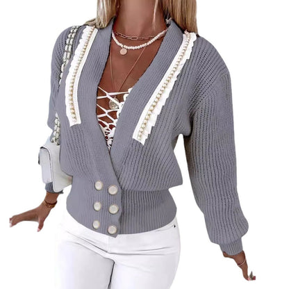 Women's fashionable knitted cardigan with elegant details Ivyshape