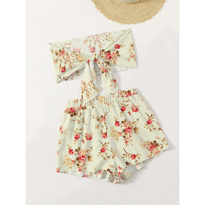 Ladies Bandeau Top and Shorts Set with Floral Design Ivyshape
