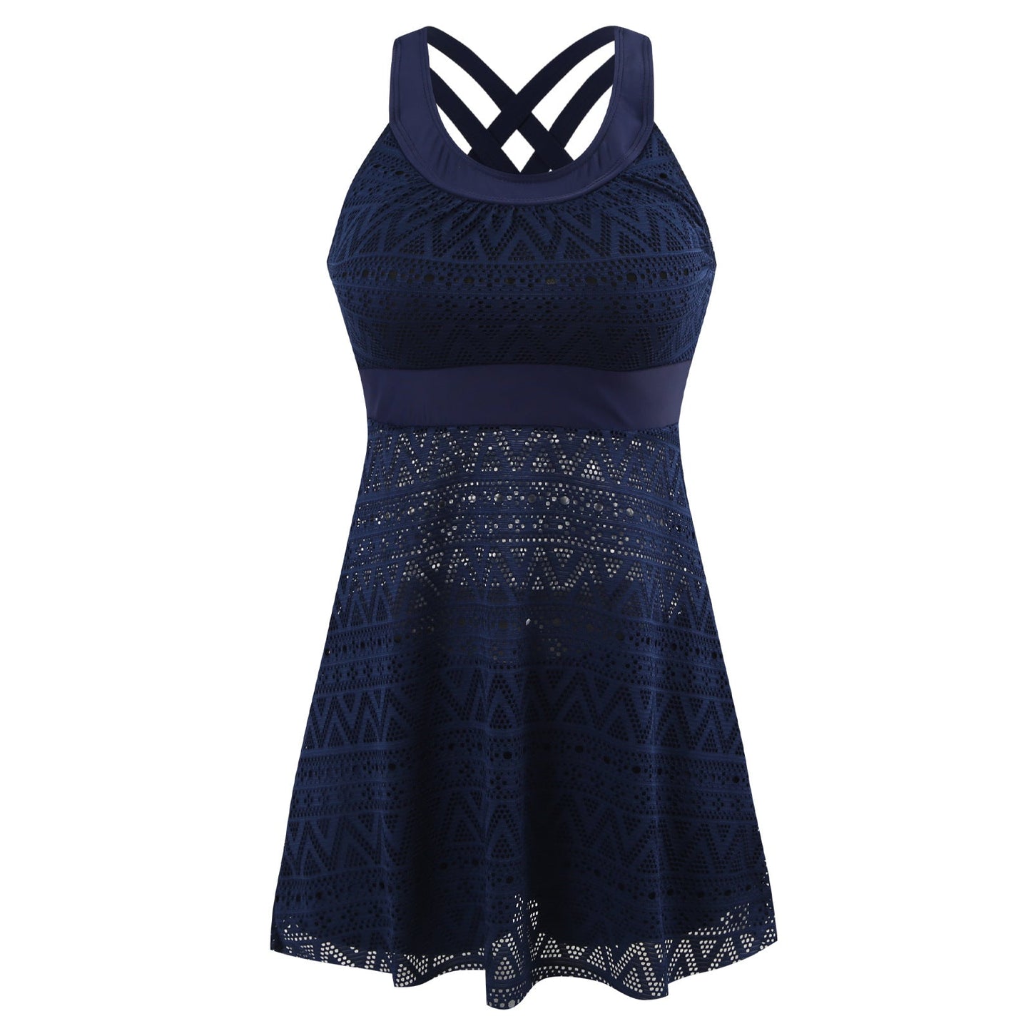 Women Sporty Dress with Integrated Shorts and Decorative Mesh Ivyshape