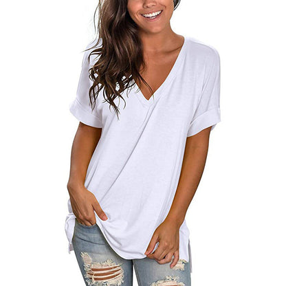 Ladies Casual V-Neck T-Shirt Ivyshape