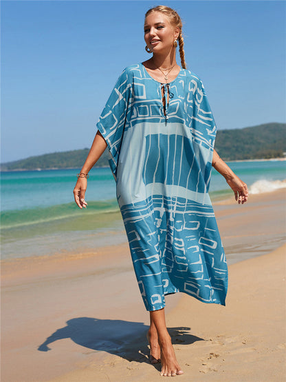 Women's lightweight beach tunic with modern graphic design Ivyshape