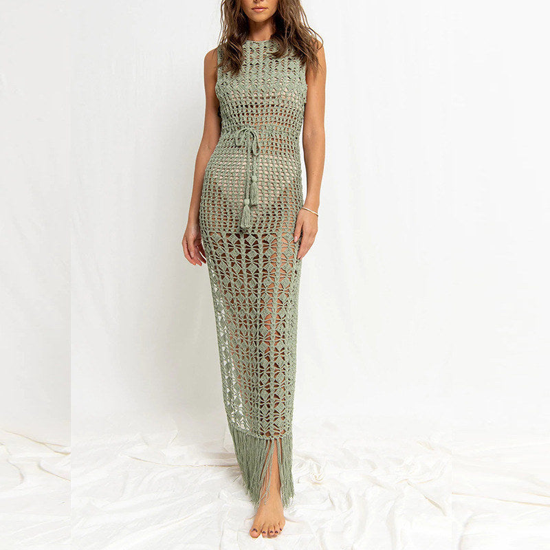 Women's Long Crochet Kimono Beach Robe Ivyshape