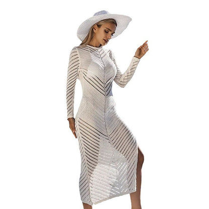 Women's knit dress with elegant lace design and fitted cut Ivyshape