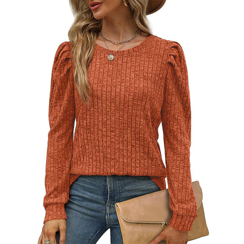 Women Structured Sweater with Puff Sleeves Ivyshape