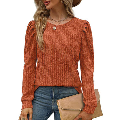 Women Structured Sweater with Puff Sleeves Ivyshape